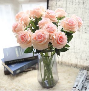 Fleurs de mariage Fleurs artificielles en soie rose fleurs de rose en soie pour le mariage décoration de chambre de Noël 9 couleur
