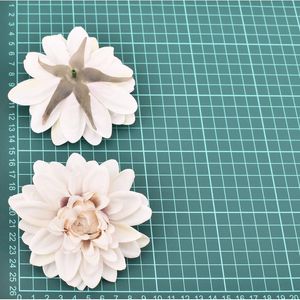 Kunstmatige zijden bloemen hoofden voor bruiloftdecoratie witte rose dahlia diy krans geschenkdoos plakboeking ambacht nep flo jllprw