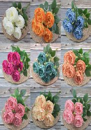 Bouquets de fleurs de pivoine de soie artificielle 7 têtes Core Spun Peonys mariage décoration maison Fleur9575638