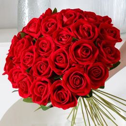 Bouquet de fleurs de roses artificielles en soie, fausses roses, décorations de fête pour centres de table de mariage, 50 pièces, mur de fleurs 240322