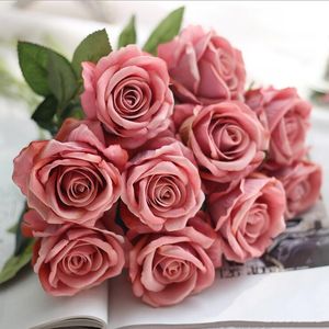 Soie artificielle Rose fleur décorations de mariage vraie touche pivoine mariage fleur décorative noël maison fête décorative LXL613-1