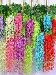Vigne de décoration de mariage de fleur de fleur de soie artificielle suspendue fleurs de mariée rotin guirlande pour jardin wll5966185777