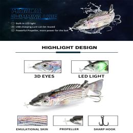 Kunstmatige slimme aas voor kunstaas voor het vissen Swimbait Elektronische robotachtige USB Nieuw oplaadbaar LED -licht Zelfzwemmen 13cm45G