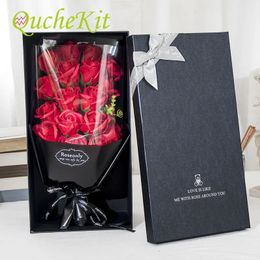 Savon artificiel Fleur Rose Bouquet Coffret Cadeau Saint Valentin Cadeau Pour Mère Petite Amie Anniversaire Noël Décoration De Mariage 240309