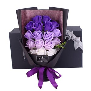 Kunstmatige zeep rose bloem 18 stks rose boeket met geschenkdoos bloemen voor verjaardag moeders Valentijnsdag geschenken 8 kleuren