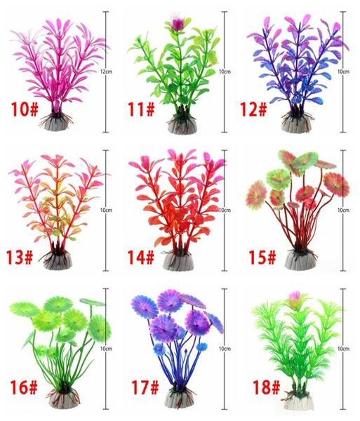 Plantes sous-marines artificielles en plastique aquarium simulé d'herbe à pêche à pêche verte violette roud graminée visualisant décorations dbc1967964