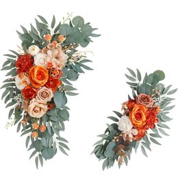 Arc de mariage artificiel Kit Boho Dusty Rose Lily Tulip Eucalyptus Garland Drapes pour décorations Signe de bienvenue 240422