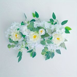 Hortensia de rose blanc artificiel rangée de fleurs décoratives pour le mariage pour les fournitures d'arrangement de décoration de bricolage