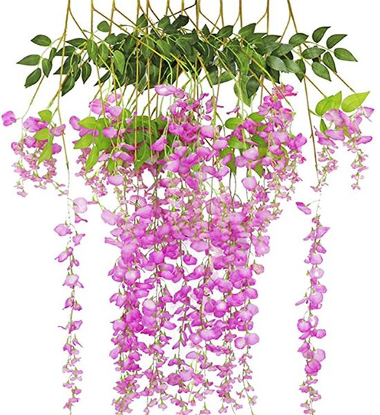 Fleur de vigne de glycine artificielle 75 CM 110 CM 12 pièces ensemble fausses fleurs de glycine suspendues pour mariage noël maison jardin décor