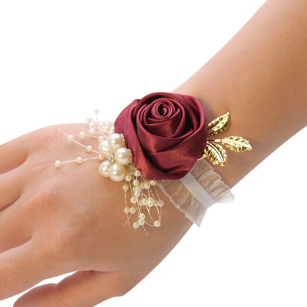 Fleur de poignet artificiel Bridesmaid Bracelet Sisters Fleurs à main Fleurs de mariage Accessoires de mariage Cadeaux pour les invités Fleur du poignet de mariée