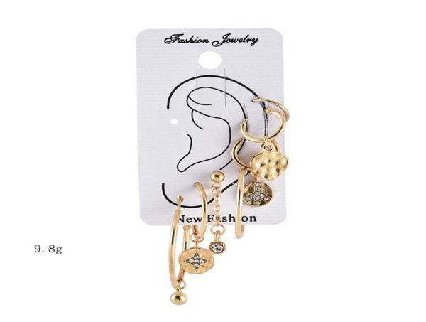 Artilady-pendientes de aro sin fin para mujer, Color dorado, Luna, estrella, conjunto de dijes, joyería, regalo, Huggie6300750