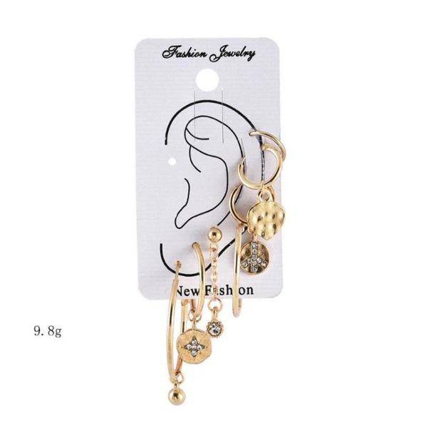 Pendientes de aro sin fin Artilady para mujer, Color dorado, Luna, estrella, conjunto de dijes, joyería, regalo, gota Huggie9445897