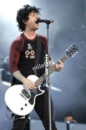 Guitarra eléctrica Billie Joe personalizada por el artista, tapa plateada Sparkle, guitarra de un solo corte con mástil de una picec