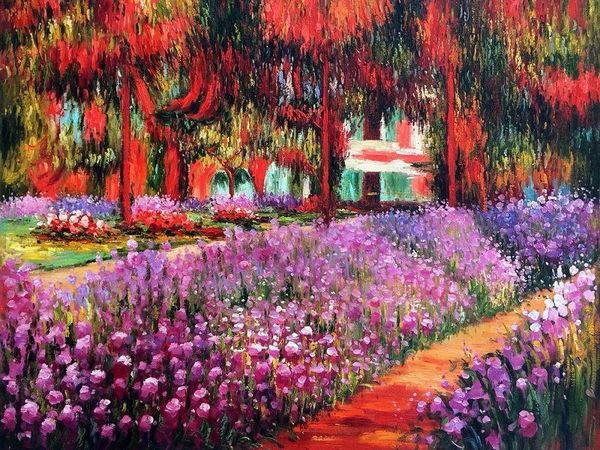 Jardin d'Artiste à Giverny par Claude Monet Flower Paysage Paysage Peinture à l'huile Impressionniste Toile Art Pour Salle d'étude, Studio, Pub, Décoration murale à la maison