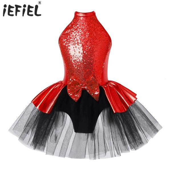 Robe de patinage artistique filles paillettes de ballet de danse latine