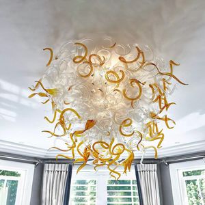 Lámparas artísticas sopladas a mano, diseño de hojas, candelabro de cristal LED para arte, comedor, dormitorio, iluminación de techo para decoración de la casa