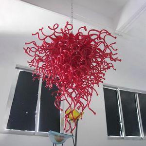 Lámparas colgantes artísticas para el hogar 100% lámpara de araña de vidrio de borosilicato soplado con la boca AC 110-240V Color rojo LED luces personalizadas elegantes para interiores