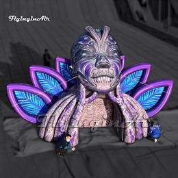 Artistieke grote opblaasbare jungle god -tunnel Figuur Modelacteurs verschijnen op de achtergrond van de achtergrondlucht Blow Up Forest Queen met vleugels voor evenement