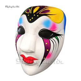 Artistiek groot opblaasbaar carnavalmasker Venetiaanse narhangende vrolijke lucht blaas clown head ballon op met 2 gezichten voor Halloween -decoratie