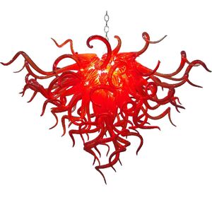 Lámpara colgante artística Lámpara de vidrio soplado a mano moderna Lámparas colgantes de interior de color rojo Lámparas de estilo Chihuly Lámparas de 60 por 50 CM