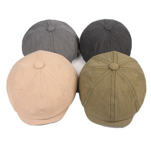 Artistique jeunesse casquette octogonale printemps automne hommes femmes peintre casquette cousue étiquette en détresse chapeau de soleil mode Casquette chapeaux gavroche cap men