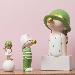 ARTLOVIN Style nordique personnage Figurines enfants modèle soufflant Bubble Gum Statue pour salon décoration maison moderne 210804