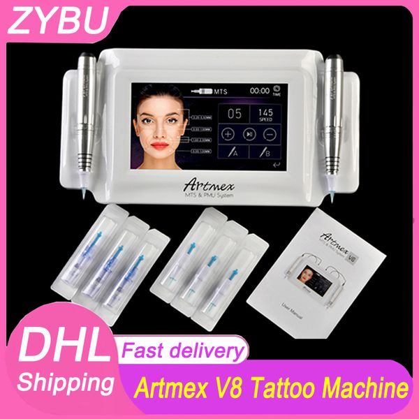 Artmex V8 La plus récente machine de tatouage de maquillage permanent intelligente Kit de tatouage cosmétique de haute qualité Doublure de lèvre de sourcil Derma Pen Système de microneedling PMU MTS Soins de la peau