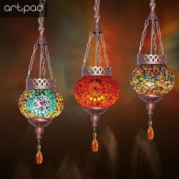 Artpad Bohemia Mediterranean Lighting Turkish Restaurant Pendant Lights 110-220V MOCCAN MOSAIC LAMP HOME LED BAR LEUR LEUL