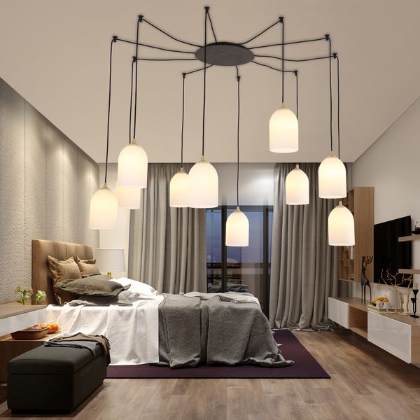 Lámpara de araña LED Artpad Nordic DIY, lámpara de Cable de brazo largo negro para sala de estar, dormitorio, habitación, decoración Interior, iluminación de araña