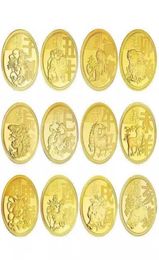 Kunst 12 Zodiac Gold Coins Pig Dog Chicken Monkey Goat Snake Dragon Tiger Rabbit Chinese Zodiac Coins4312321