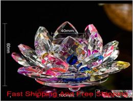 Arts et arts 100 mm k9 Crystal Lotus Flower Crafts Feng Shui Ornements Figurines Verre Panet du papier GI2841977