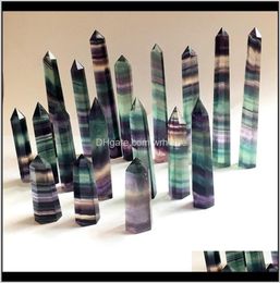 Kunst en kunst ambachten geschenken Home Gardennatural kleurrijke toren Quartz Point Fluorite Obelisk Wand Healing Crystal 15 maten Drop D8794250