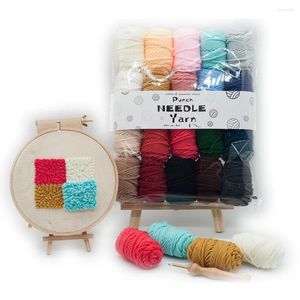 Artes y manualidades 10 colores Hilos de lana DIY Poke Punch Needle Kits de bordado para principiantes Conjunto de herramientas artesanales Hecho a mano Niños Venta al por mayor