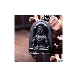 Artes y manualidades 100% Natural Obsidiana Tallada Estatua fija de Buda Drop entrega de la entrega del jardín del hogar, regalos DHBSH