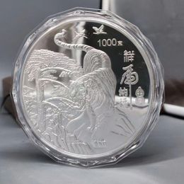 Medallón conmemorativo de plata del tigre del zodiaco, 1000g, menta china de Shanghai, 1kg, artes y manualidades