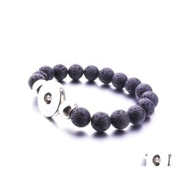 Arts et artisanat 10mm pierre de lave noire perle turquoise bouton pression bracelet aromathérapie diffuseur d'huile essentielle pour les femmes bijoux goutte Dhgqv