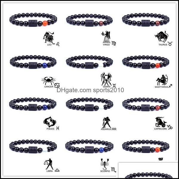 Artes y oficios 12 Constelaciones Pulseras de hilo Pulsera de cuentas negras naturales Signo de estrella Constelación Horóscopo Pareja Bra Sports2010 Dhfo9