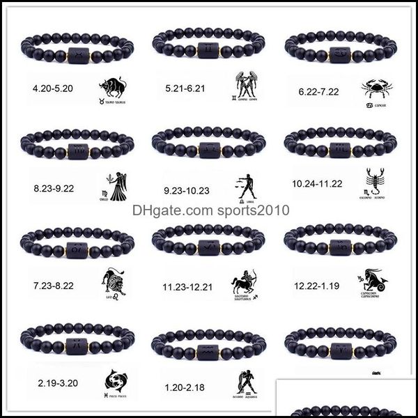 Artes y manualidades 12 Constelaciones Pulseras de hilo Pulsera de cuentas de vidrio negro natural Signo de estrella Constelación Horóscopo Golpe Sports2010 Dhrko