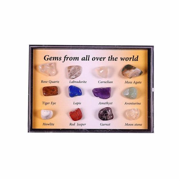 Arts et artisanat 12 sortes de cristal naturel mini collection gemme roche minérale boîte-cadeau standard spécimens d'enseignement nouveauté cadeau de fête Dhjdn