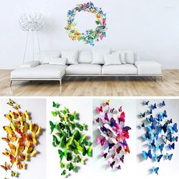 Arts and Crafts 12 stcs/lot 3D PVC Wall Stickers koelkast magneet vlinders diy sticker home decor kinderkamers decoratie #85497