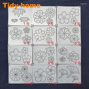 Kunsten En Ambachten 12 stks/set Bloemen Blad Patroon Sashiko Zachte Sjablonen Tekening Sjabloon Emboridery 15 12 cm