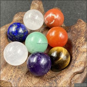 Arts et artisanat 16 mm boule ronde 7 chakra ensemble Reiki pierre naturelle pierres de cristal ornements quartz yoga énergie perle He Sports2010 Dhi4C