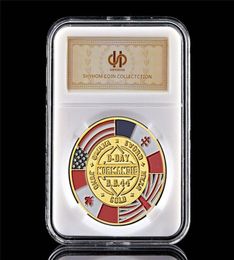 Arts and Crafts 1994 Great War Dday Normandy War 70th Anniversary 1oz Gold Ploated token Commemorative Coin WPCCB Box4750863
