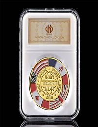 Искусство и ремесла День Великой войны 1994 года, 70-я годовщина войны в Нормандии, позолоченный жетон, 1 унция, памятная монета WPccb Box8759975