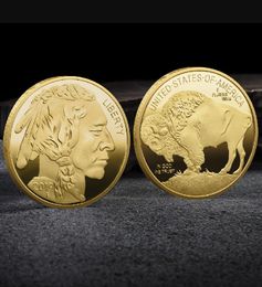 Médaille commémorative des arts et de l'artisanat, pièce de monnaie plaquée or, buffle américain