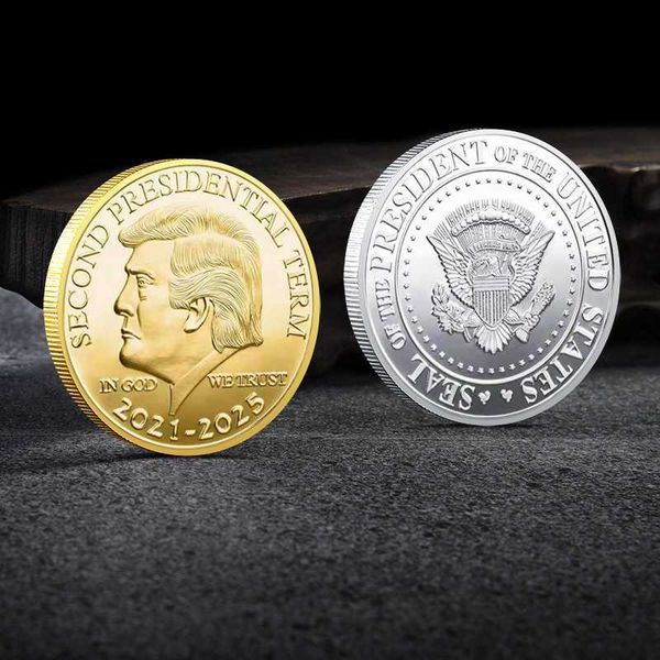 Artes y manualidades 2021-2025 Trump Colección de monedas conmemorativas en relieve 3D de doble cara Regalos T240306