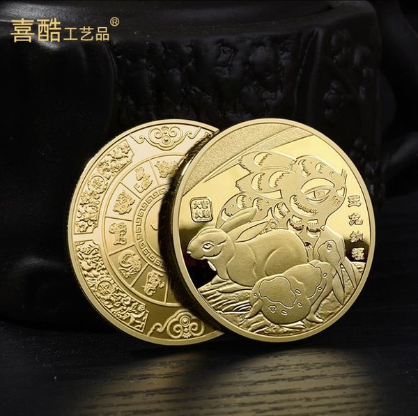 Arts and Crafts 2023 Jade Rabbit Blessing Medalla conmemorativa Año Nuevo chino Rabbit New Year Lucky moneda conmemorativa