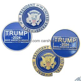 Arts And Crafts 2024 Président des États-Unis Pièce de collection commémorative en métal Donald Trump Réélection Cadeau Drop Delivery Home Dhkzv