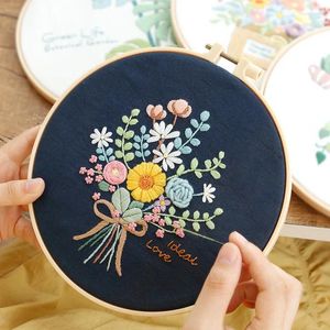 Kunst en ambacht 20 cm borduurwerk diy handgemaakte zelfgeborduurde bloemen maken beginnersmateriaal tas cadeaulint Nordic Fresh Kit