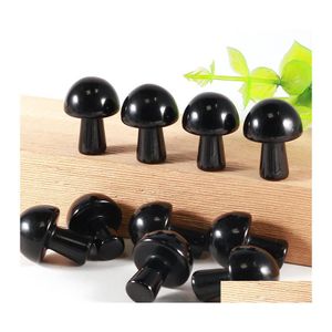 Kunst en ambachten 20 mm zwarte mini champignon planten standbeeld natuursteen carving home decoratie kristal polijsten polishing juweel sport2010 drop de dhs4j